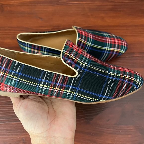 J.Crew Factory Stewart Plaid smoking slippers Size 5 - Picture 4 of 9